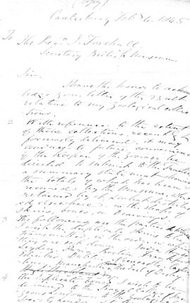 Copy of a letter from Brian Houghton Hodgson to J Forshall