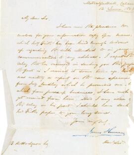 Letter from James Hume to Brian Houghton Hodgson