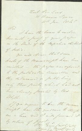 Letter from James G Montgomery to Brian Houghton Hodgson