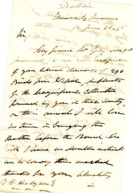 Letter from R H Ball to Brian Houghton Hodgson