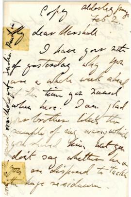 Letter from Brian Houghton Hodgson to G F L Marshall