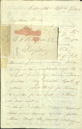 Letter from Joseph Dalton Hooker to Brian Houghton Hodgson