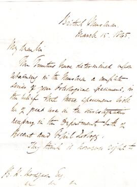 Letter from J Forshall to Brian Houghton Hodgson