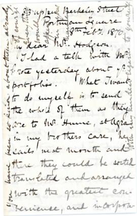 Letter from G F L Marshall to Brian Houghton Hodgson